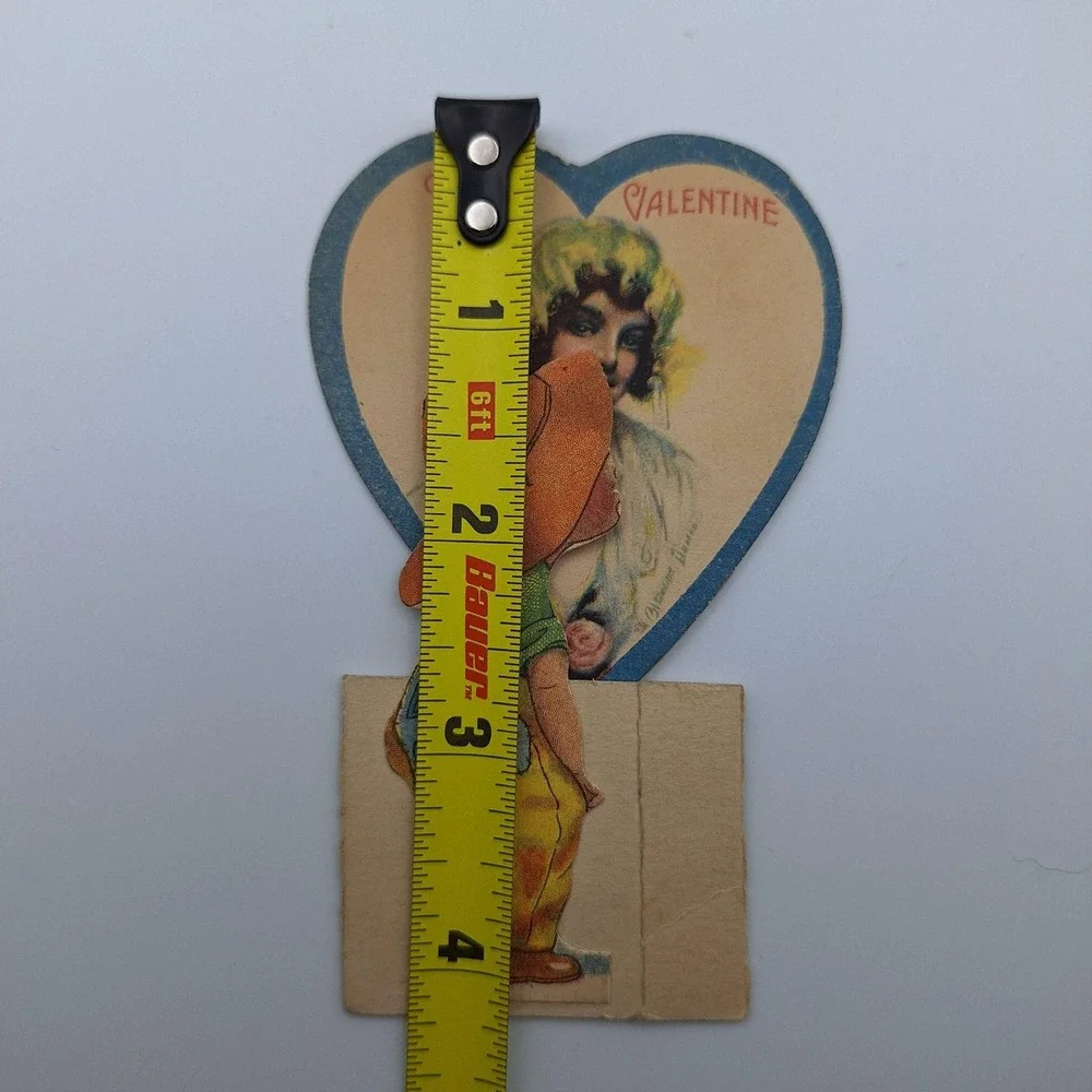 Vintage Pop Up Valentine Card Boy Girl Cowboy Design 4 Inch Paper Ephemera Scrap